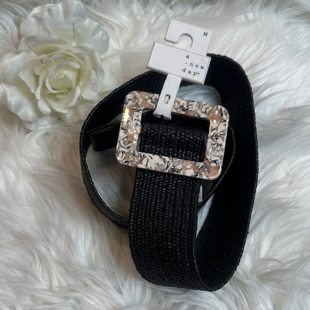 🆕NWT A New Day Black Belt with Marble Patterned Buckle